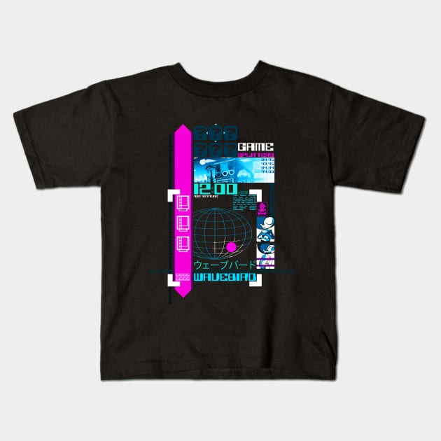 Y2K Black Neon Wavebird Kids T-Shirt by RebelTaxi